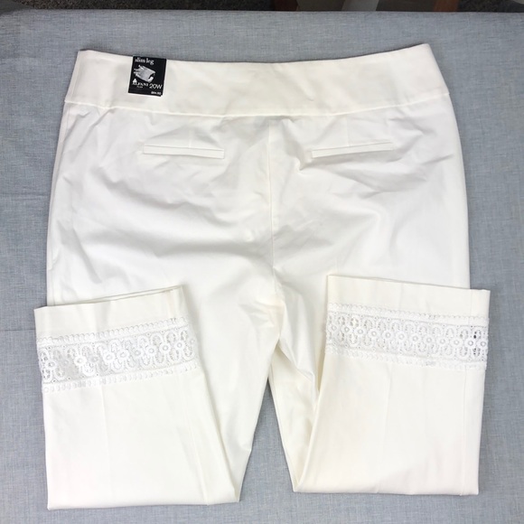 Alfani White Lace Detail Slim Pant Plus Size - Picture 4 of 6
